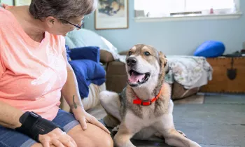 Woman with happy dog