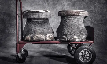 Legs that might have carried an African elephant from one watering hole to another sit on a dolly in the National Wildlife Property Repository as step stool trophies. Roughly 100 years ago, an estimated 10 million elephants roamed Africa. Now it’s a little over 415,000.