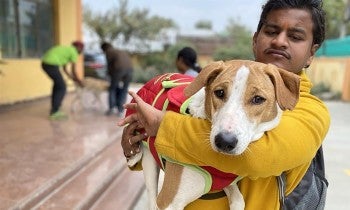 Browny with owner in Lucknow, India
