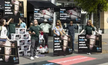 Multiple people protesting with signs