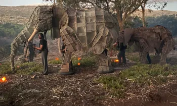 Images taken by Humane World for Animals in South Africa during PSA filming by Earth Agency of elephant puppets created by the Ukwanda Puppets and Designs Art Collective. The puppeteers were enacting a scenario where a small family heard of elephants (mothers and calfs) are going about their lives when they are subjected to lethal culling by helicopter.