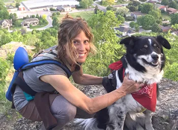 Emmett and his owner on a hike.