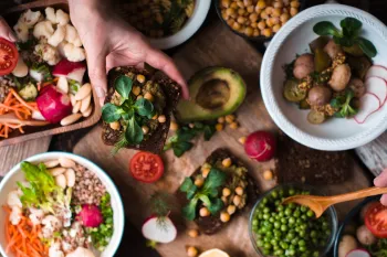 spread of plant based food Beautiful spread of plant based food