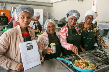 Cape Town residents taking a course on plant-based cooking and nutrition offered by HSI South Africa.