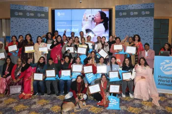 Group photo of the key volunteers and Humane World staffers for the event.