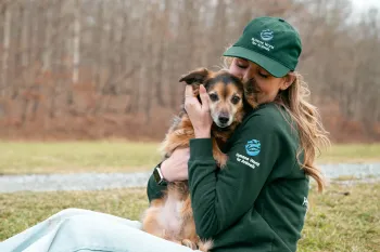 Humane World for Animals employee with their dog, Flea