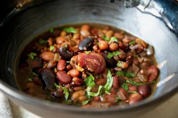 A bowl of bean stew.