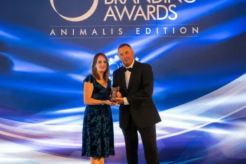 Claire Bass, Executive Director of HSI/United Kingdom, accepts the Global Animalis Edition Brand of the Year - Animal Protection award at the 2019 World Branding Awards by the World Branding Forum