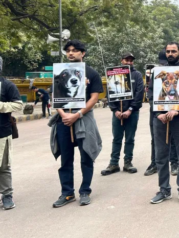 Humane World for Animals India and other NGO did a protest in India's national capital Delhi's most iconic and historic protest site, Jantar Mantar. People are holding pro-ABC placards