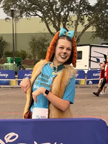 Team Humane World for Animals runner at the Jan 2026 Walt Disney World Marathon Weekend