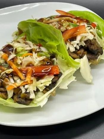 Lentil crumble Asian lettuce wraps