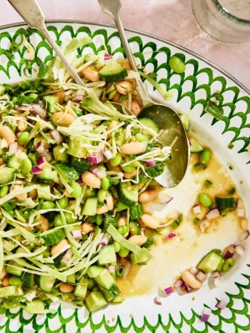 Miso edamame dense bean salad