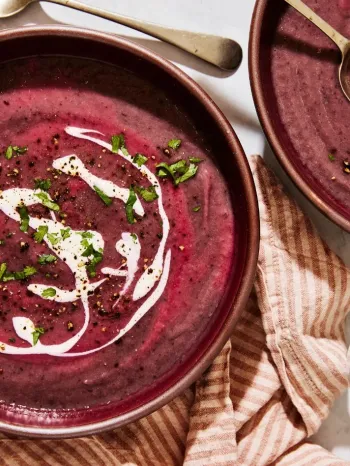 Purple cabbage white bean soup