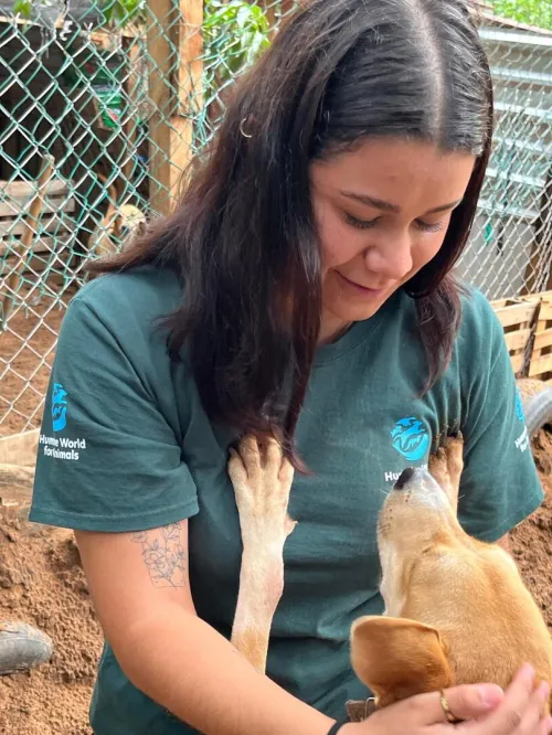 a person holding a baby dog