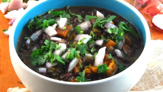 Bowl of black bean stew