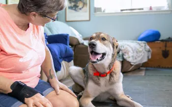Woman with happy dog