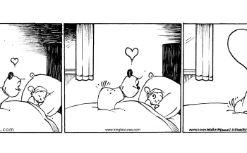 Comic by Patrick McDonnell showing a dog and child hugging 