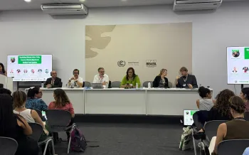 Panel “Nourishing Climate Action: Policy Tools for Climate-aligned and Resilient Food Systems” that we organized on November 14 at COP30 in Belém in conjunction with the following organizations: ProVeg International, Humane World for Animals, Compassion in World Farming, Mercy for Animals, Good Food Institute, Foodrise, Food Tank.