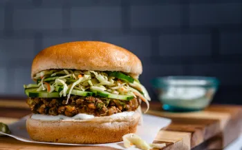 Mushroom lentil bahn mi burger