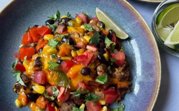 A dish of southwest breakfast bake.
